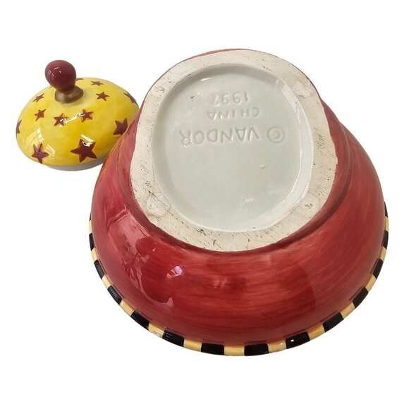 Vandor 1997 Tilted Ceramic Spinning Top Candy Sugar Bowl 6"D x 5"H Multicolor - Picture 7 of 10